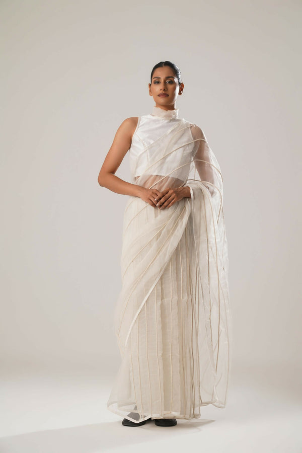 MJ WHITE DORI SAREE