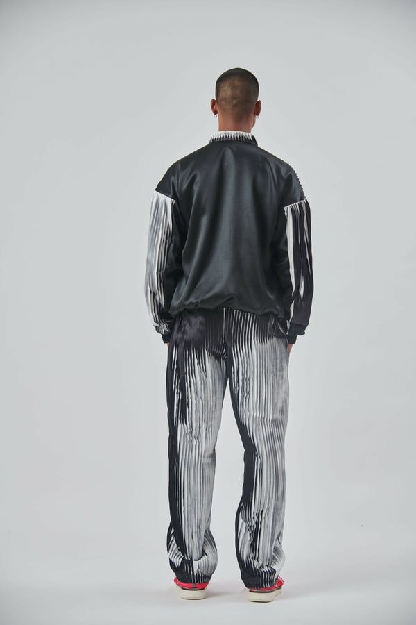 B/W Pleated Bomber Jacket And Pants