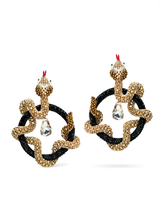 Black snake earrings