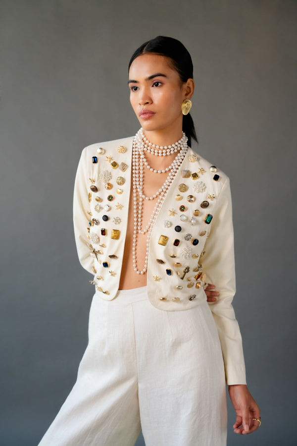SHORT JACKET WITH STONE WORK
