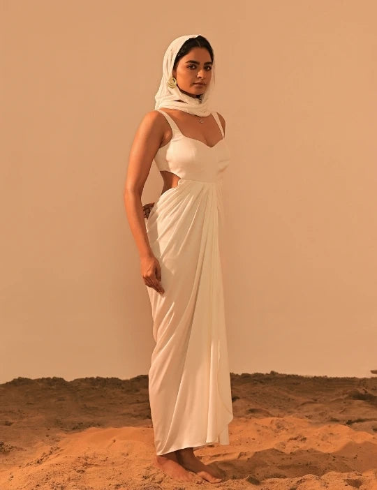 Poe Satin Drape Dress