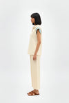 Ivory-Tiffany Blue Colorblock Co-ord Set