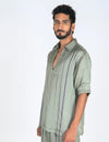 Green Co-ord Set with Purple Pipin