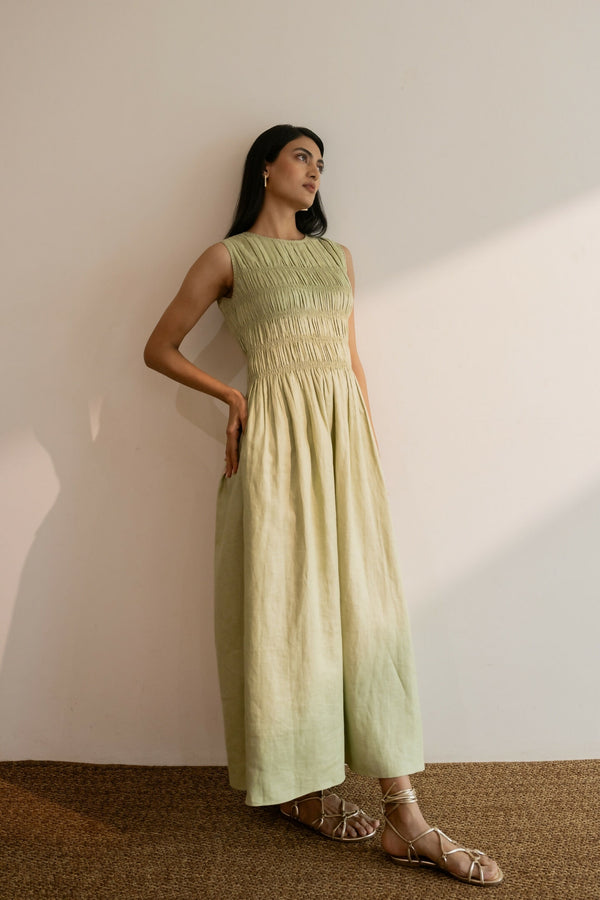Dew Mint Green Smocked dress