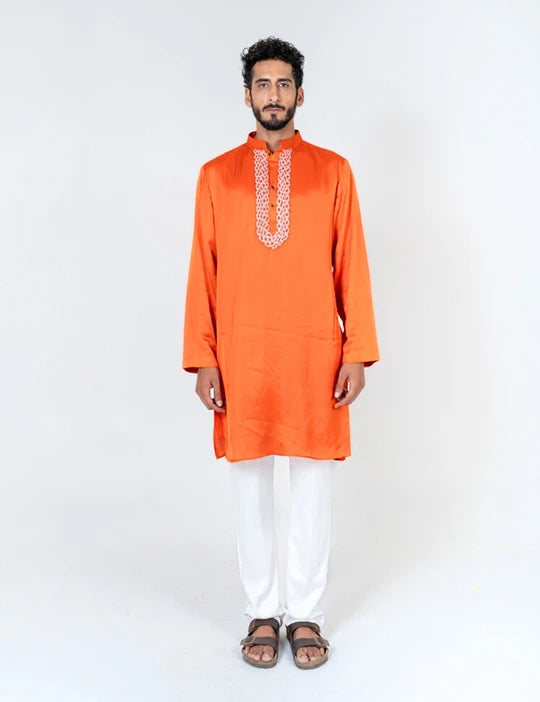 Orange Braid Kurta Set