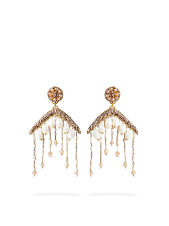 Crystal fringe earrings gold
