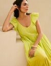 Lime Green Ombre Flared Maxi Dress