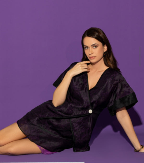 Organza Blazer with Swarovski( Half Sleeves)