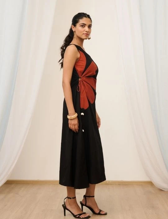 Black One Shoulder Embroidered Dress