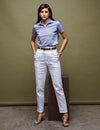 Logus White Narrow Fit Linen Pleated Trouser