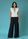 White Jacket Black Pant Set