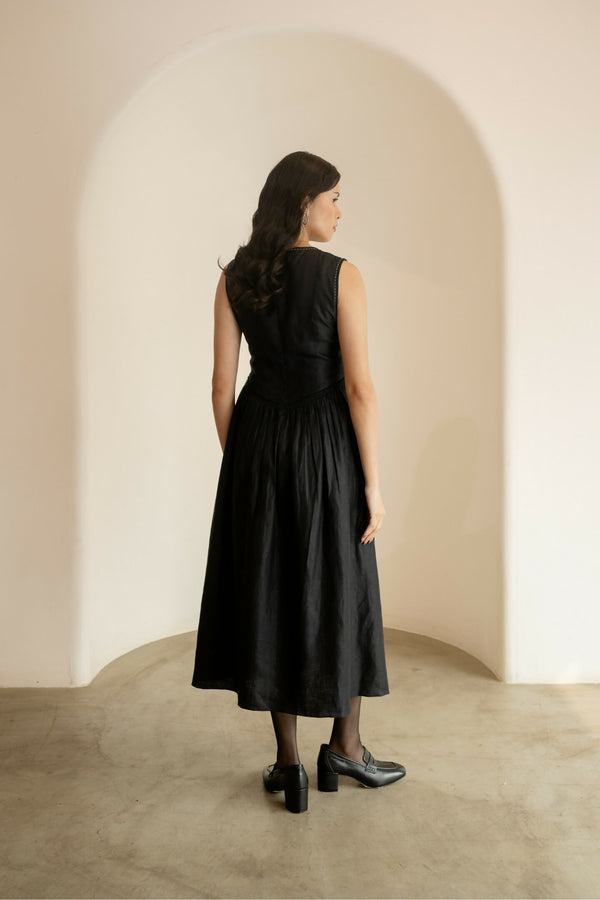 Ebony Black Midi Dress