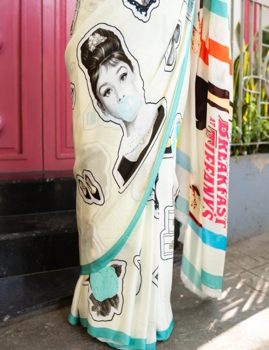 Audrey Hepburn-Breakfast At Tiffany's Saree