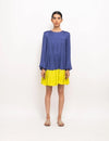 Blue-Neon Gather Short Dress