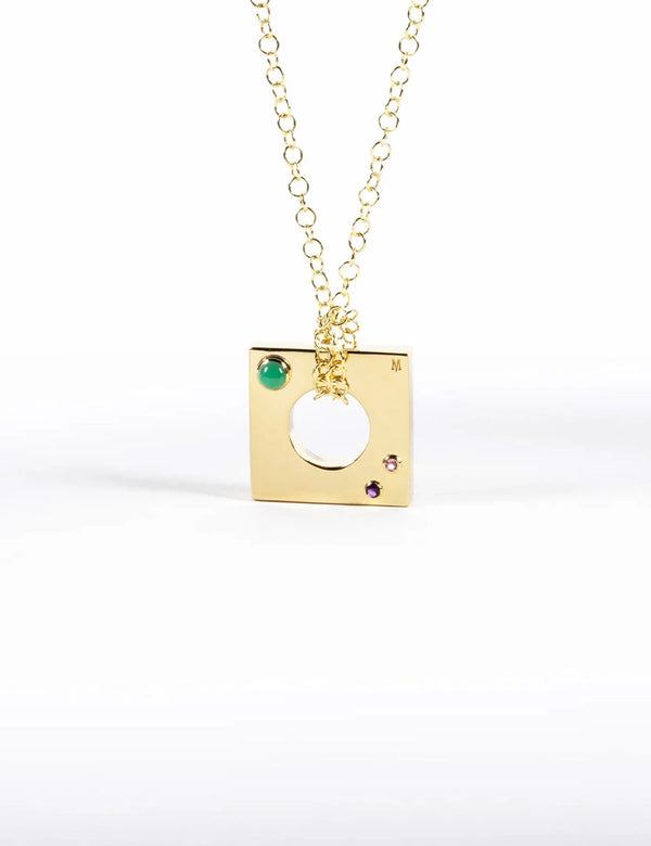 Edge Pendant Loopless with Gems Gold