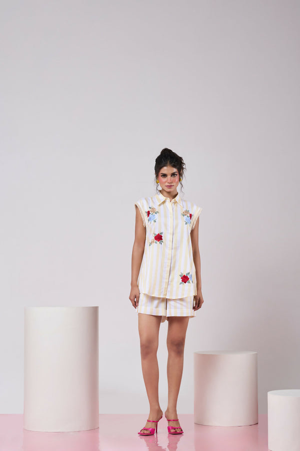 Striped Yellow & White Shirt and Short set
