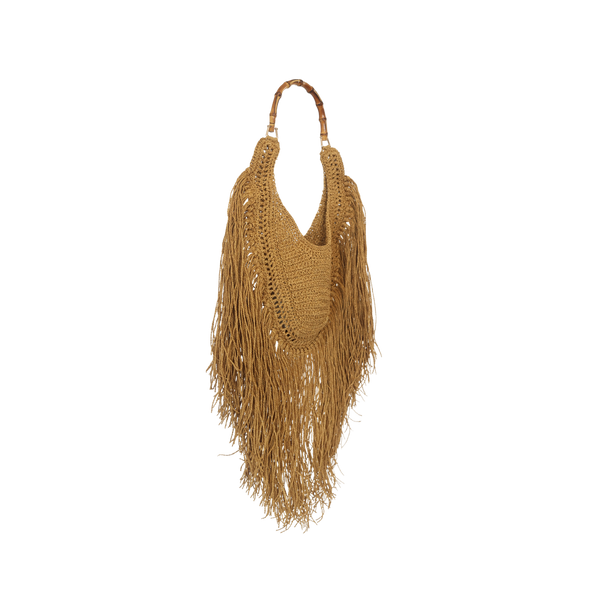 Raffia Hobo with Tassel - Natural