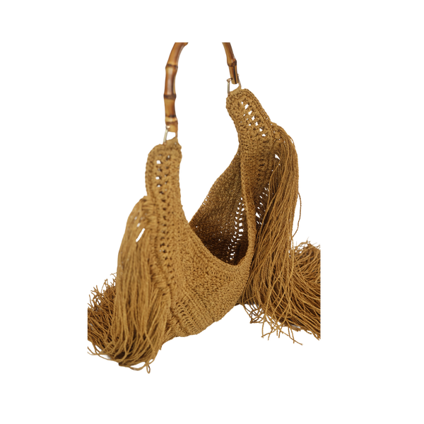 Raffia Hobo with Tassel - Natural