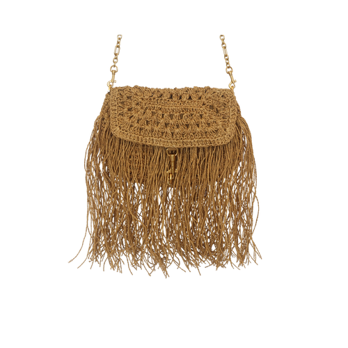 Raffia Crossbody (Natural / Coffee Brown)