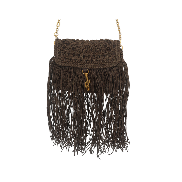 Raffia Crossbody - Coffee Brown