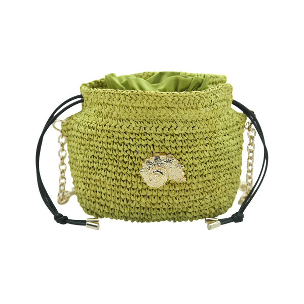 Raffia Bucket bag with emblem