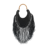 Raffia Hobo with Tassel - Black