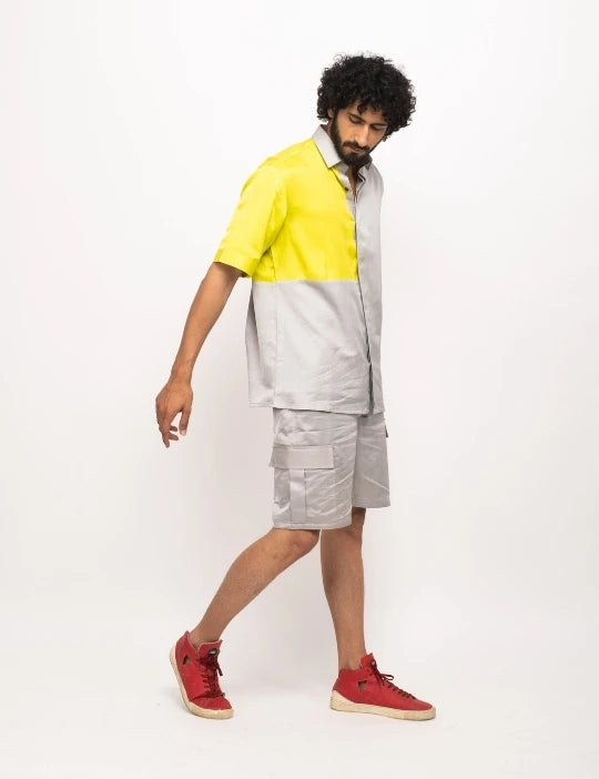 Grey-Neon Colorblocked Co-ord Set