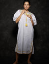 WHITE CASABLANCA DRESS- GREEN\YELLOW