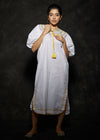 WHITE CASABLANCA DRESS- GREEN\YELLOW