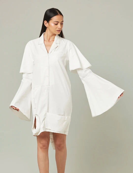 Lucie inverted shirt dress with bell sleeves