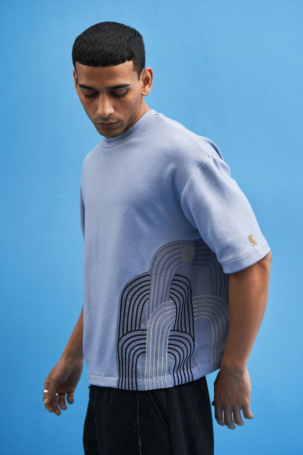Steel Blue Chrysler Hand-Embroidered T-Shirt