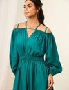 Teal Green Short Cold Shoulder Dress