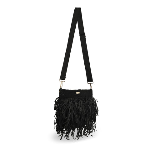 Raffia Bucket Bag - Black