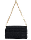 Black Slim Real Raffia Clutch
