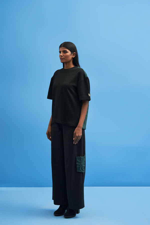 Black Shoji Patch Work T-Shirt