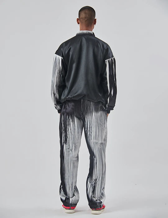 B/W Pleated Bomber Jacket And Pants