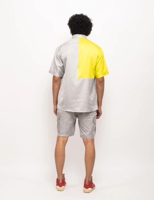 Grey-Neon Colorblocked Co-ord Set