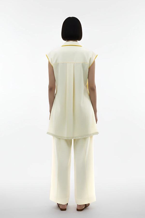 Ivory-Mango Yellow Blazer Set
