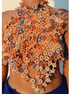 BEADED CORAL TUILE TOP