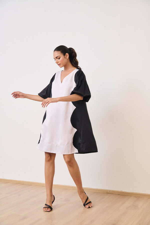 White & Black Short Party Dress