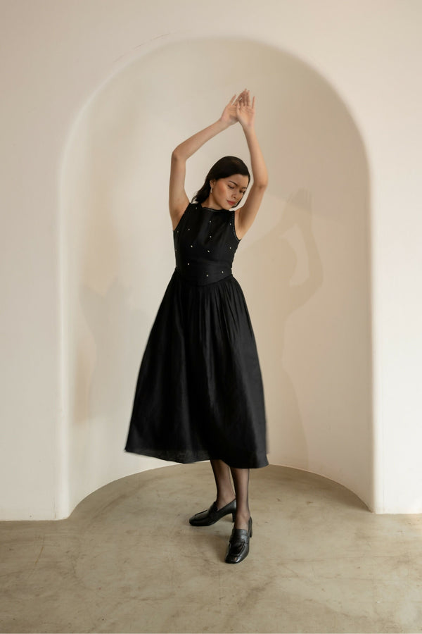 Ebony Black Midi Dress