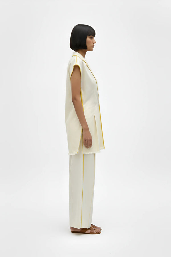 Ivory-Mango Yellow Blazer Set