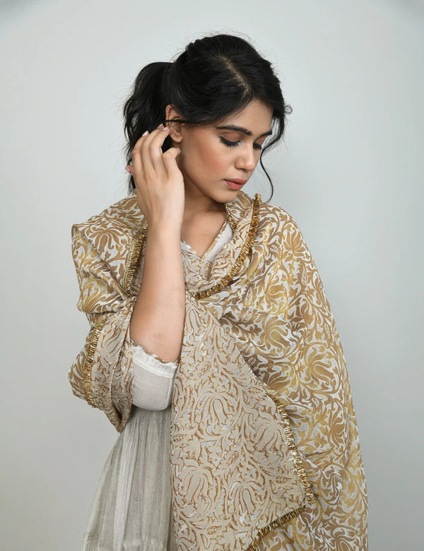 Alamzeb Tissue Angarkha Suit