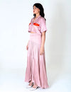 Pink-Orange Color-Blocked Maxi Skirt Set