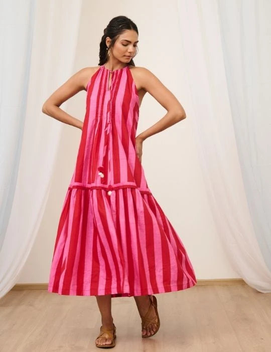 Striped Sleeveless Maxi Dress