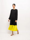 Black-Neon Gather Maxi Dress