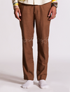 Wave Embroidered Trouser - Brown