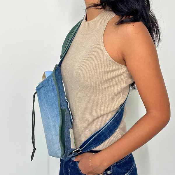 Un Denim - Crossbody Sling Bag with Bottle Holder