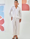 White Co-ord Set With Floral Embroidery