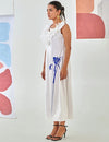 White Ruffle Embroidered Dress